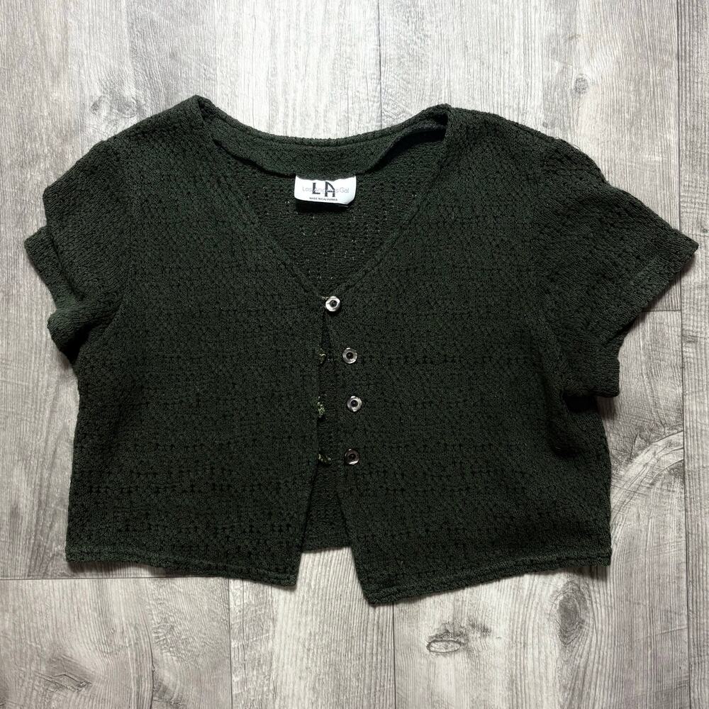 Vintage 90's Knit Cropped Short Sleeve Cardigan No Size
